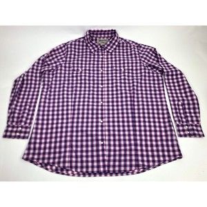 VTG Wrangler Wrancher Western Pearl Snap Shirt Men’s Sz XXL Purple Plaid